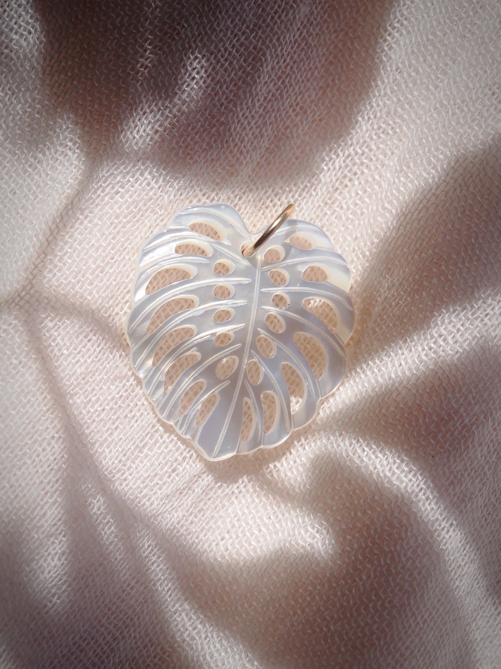 Mother of Pearl Shell Monstera Charm