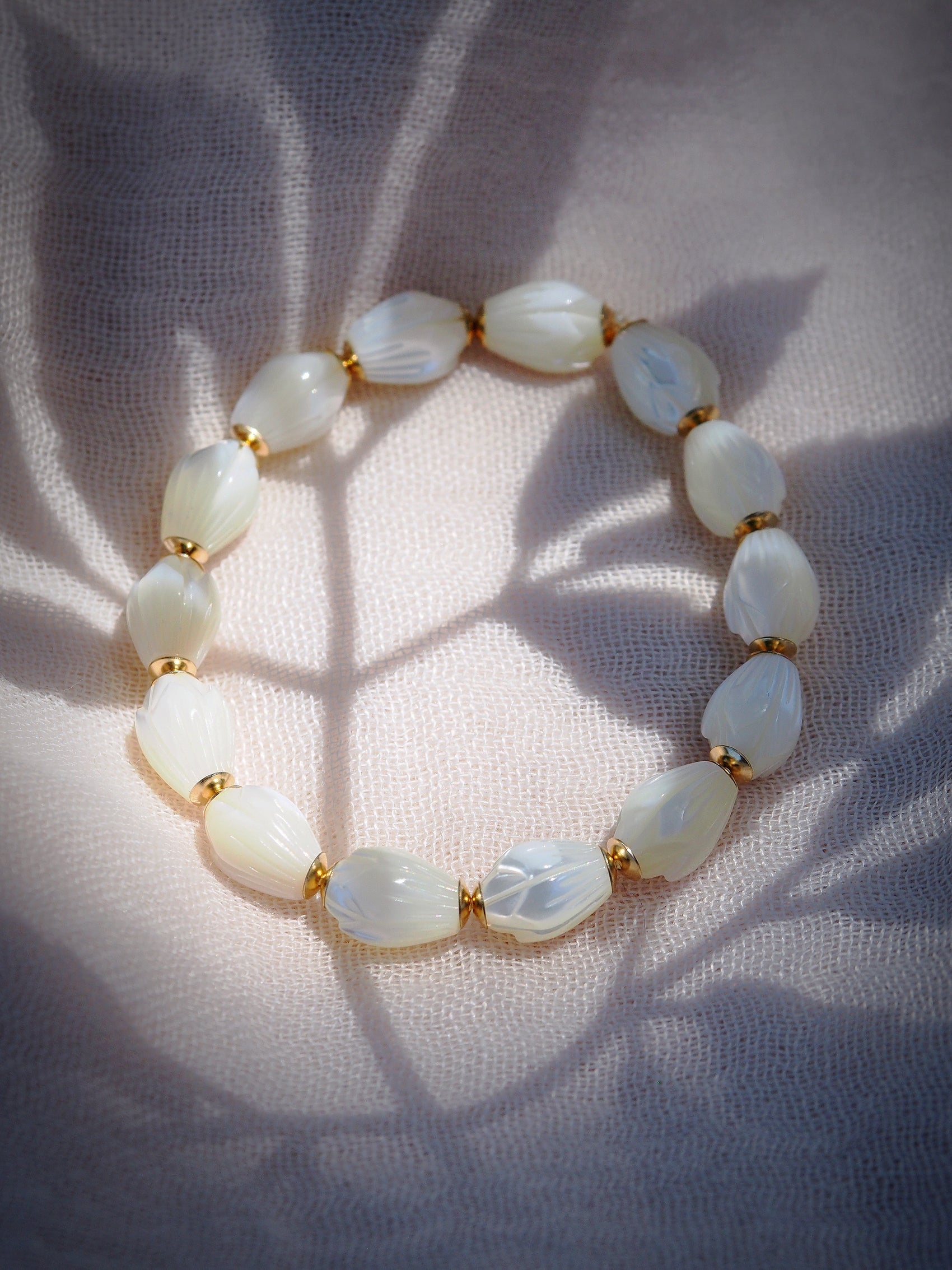 Stretchy Mother of Pearl Pikake Bracelet - Anela