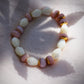 Stretchy Pink Opal and Pikake Bracelet - Aonani