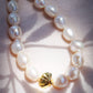 Sale - Chunky White Pearl Necklace with Gold Seashell - Nanea
