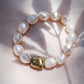 Sale - Stretchy Gold Nugget and Pearl Bracelet - Nohealani
