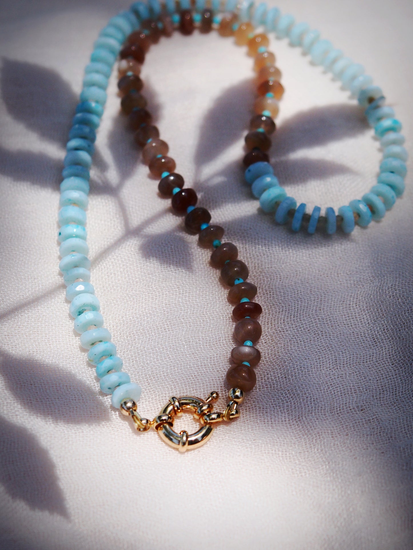 Sale - Peruvian Blue Opal Brown Moonstone Necklace - Kekepania