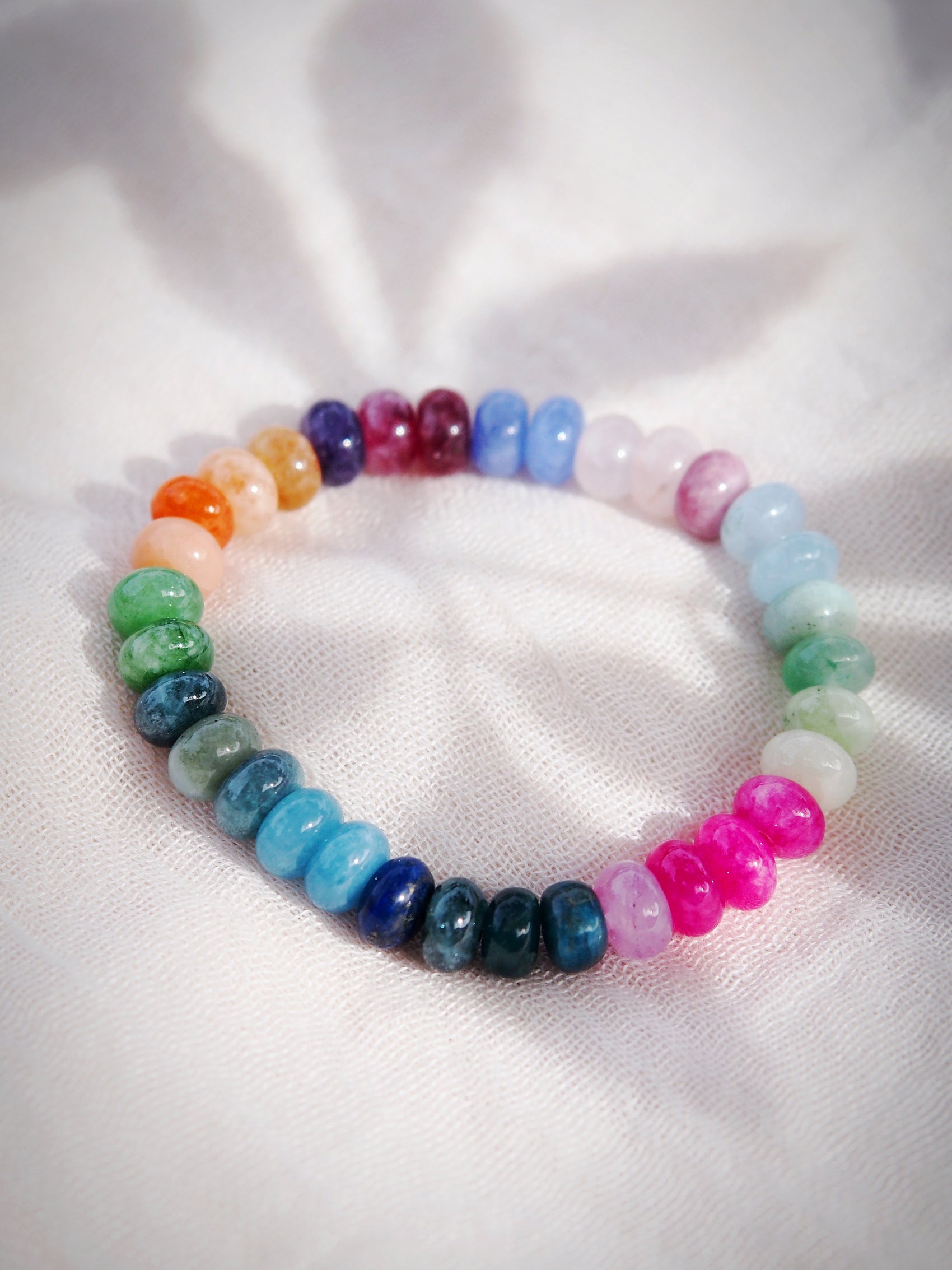 Sale - Stretchy Rainbow Gemstone Bracelet - Leinani