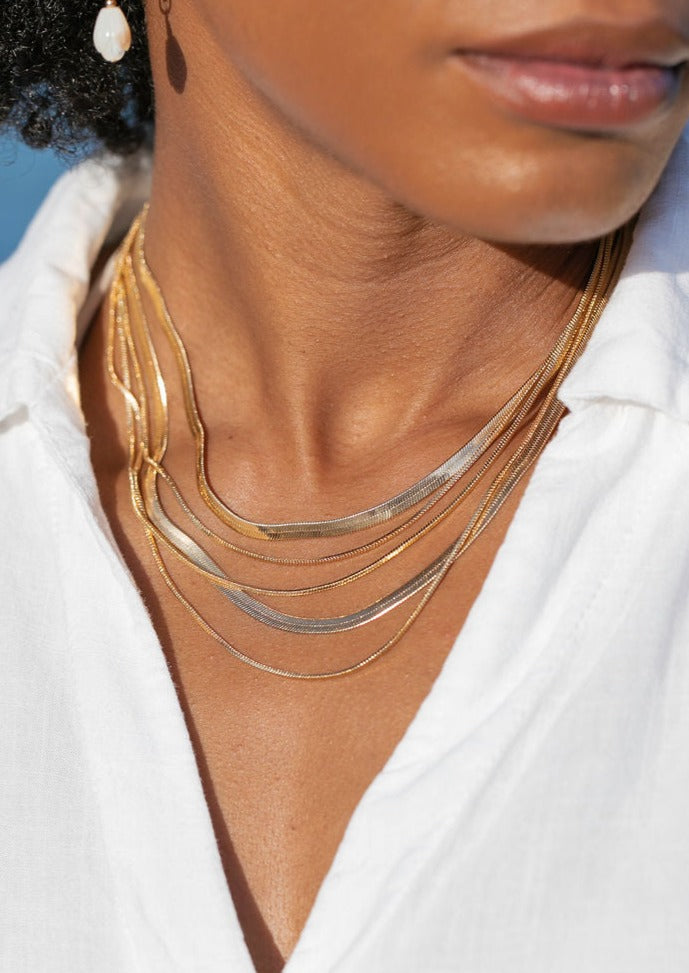 Mini Gold Herringbone Chain - Laka