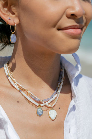 Gold Necklace - Asymmetrical Tanzanite & Gold Chain Necklace - Ke'ala - ke aloha jewelry