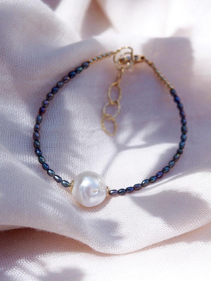 Gold Bracelet - Baroque Pearl Bead Bracelet - Kaimalie - ke aloha jewelry