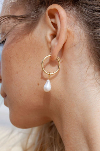 - Baroque Pearl Hoop Earrings - Kēhau - ke aloha jewelry