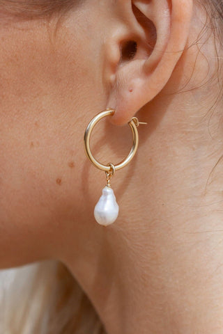 - Baroque Pearl Hoop Earrings - Kēhau - ke aloha jewelry