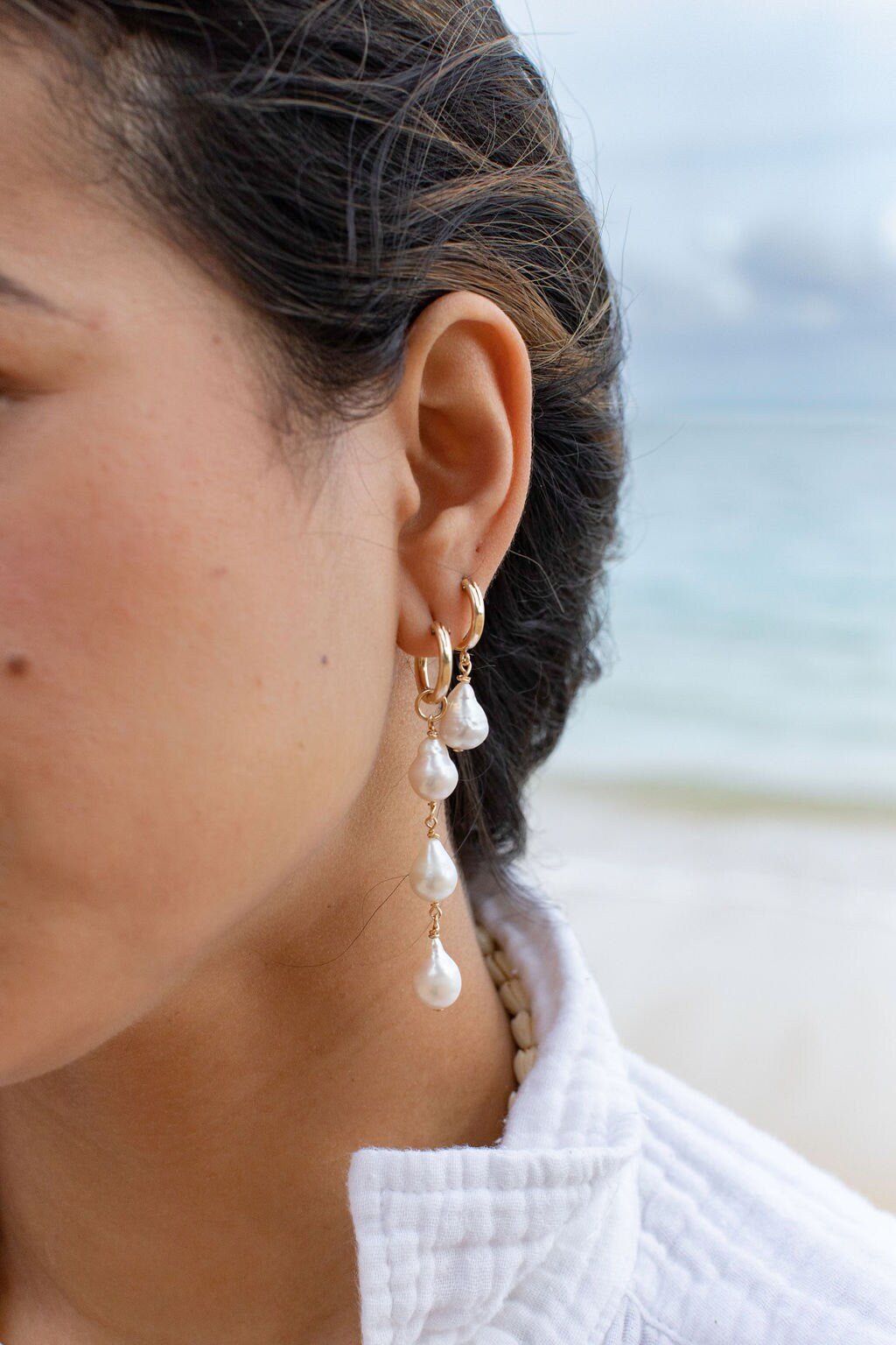 - Baroque Pearl Hoop Earrings - Kēhau - ke aloha jewelry