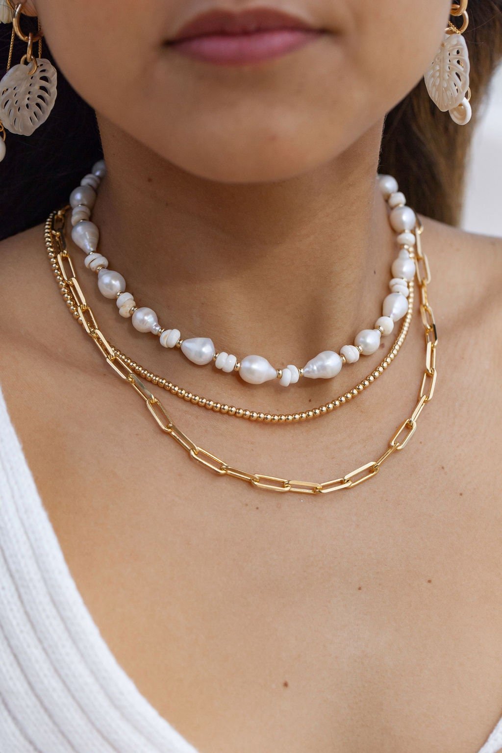 - Baroque Pearl Puka Shell Necklace - Kakahi - ke aloha jewelry