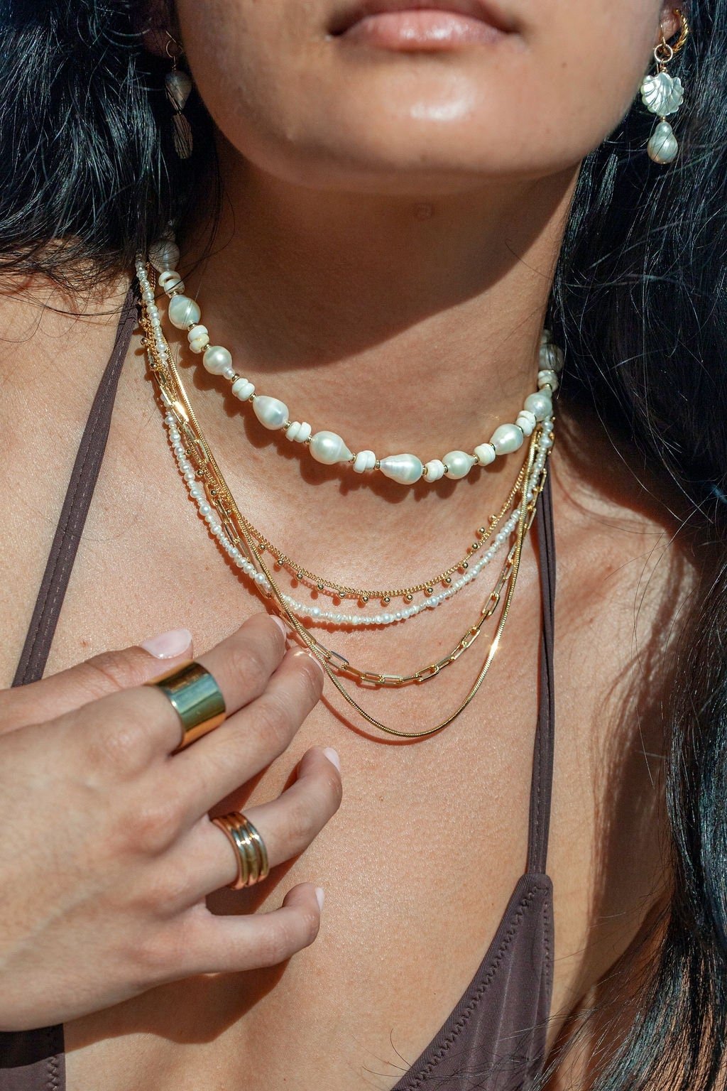 - Baroque Pearl Puka Shell Necklace - Kakahi - ke aloha jewelry