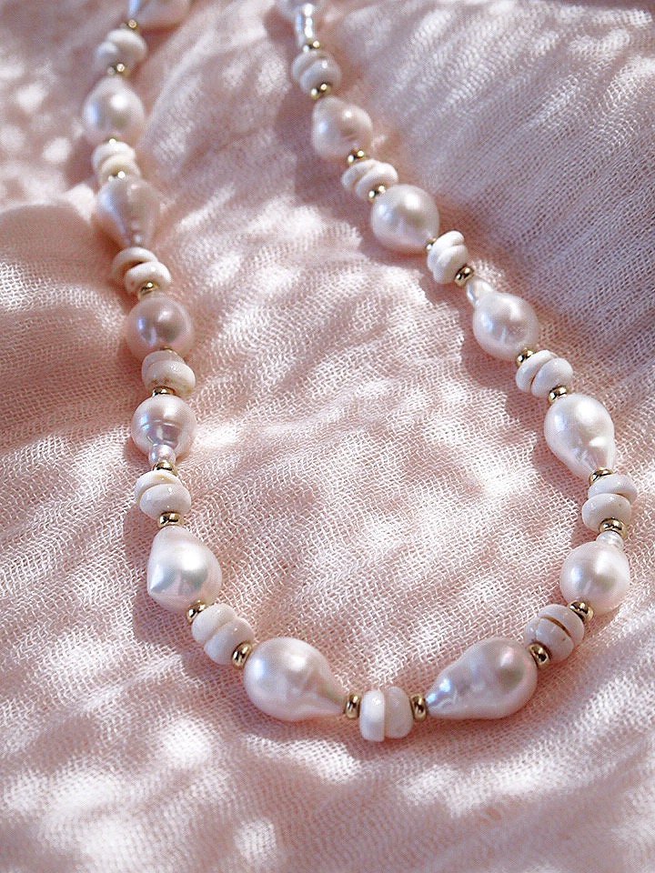 - Baroque Pearl Puka Shell Necklace - Kakahi - ke aloha jewelry