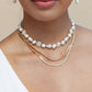 Gold Necklace - Baroque Pearl Scallop & Puka Shell Necklace - Keao - ke aloha jewelry