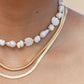 Gold Necklace - Baroque Pearl Scallop & Puka Shell Necklace - Keao - ke aloha jewelry