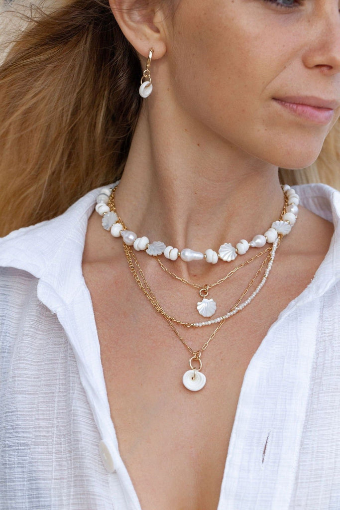 - Baroque Pearl Scallop & Puka Shell Necklace - Keao - ke aloha jewelry