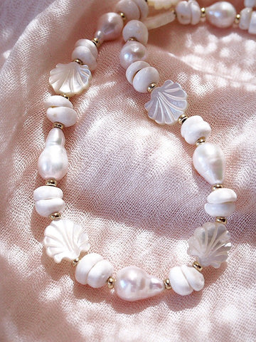 - Baroque Pearl Scallop & Puka Shell Necklace - Keao - ke aloha jewelry