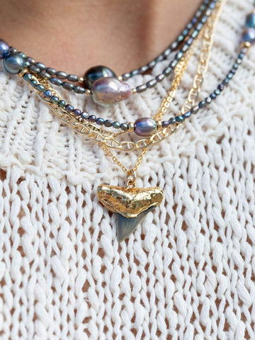 Gold Necklace - Baroque Pink Pearl Choker Necklace - Kaimalie - ke aloha jewelry