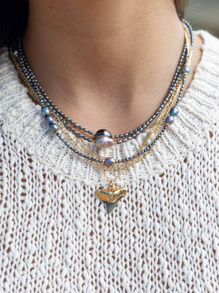 Gold Necklace - Baroque Pink Pearl Choker Necklace - Kaimalie - ke aloha jewelry