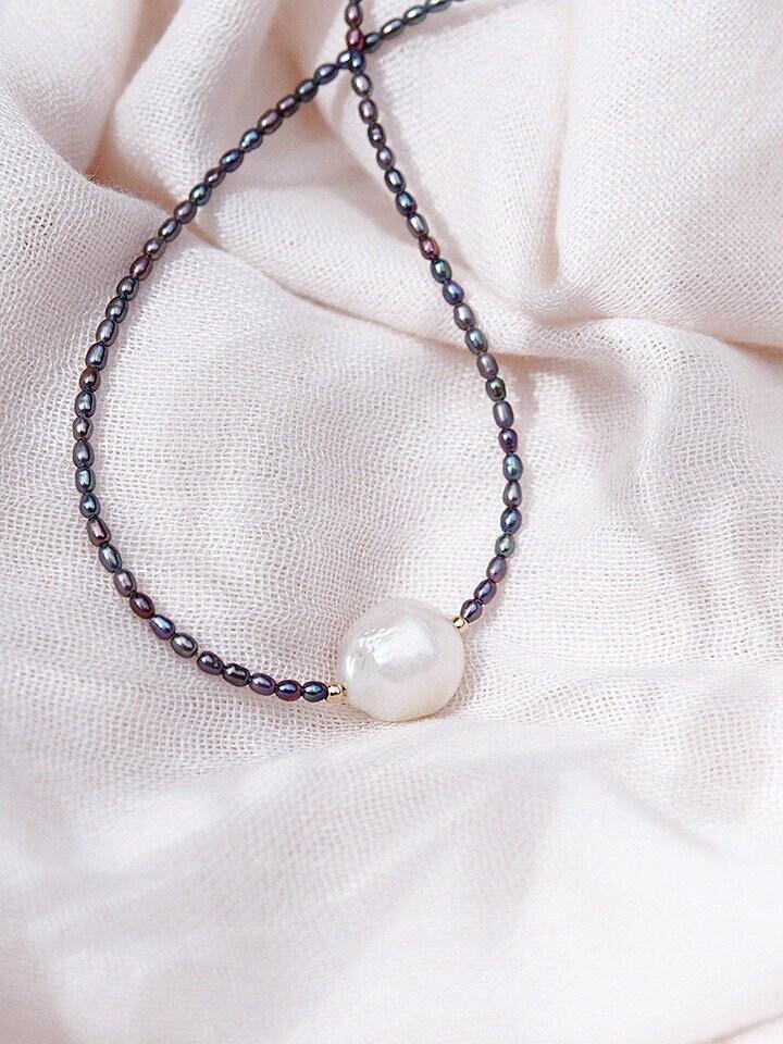 Gold Necklace - Baroque White Pearl Choker Necklace - Kaimalie - ke aloha jewelry