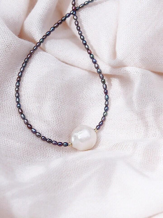 Gold Necklace - Baroque White Pearl Choker Necklace - Kaimalie - ke aloha jewelry