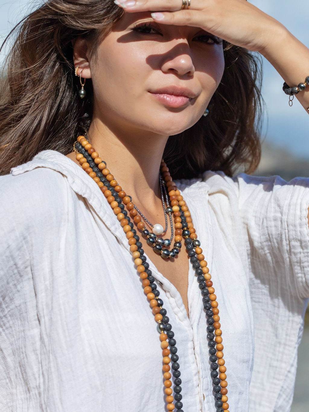 Gold Necklace - Baroque White Pearl Choker Necklace - Kaimalie - ke aloha jewelry