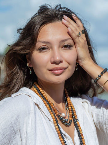 Gold Necklace - Baroque White Pearl Choker Necklace - Kaimalie - ke aloha jewelry