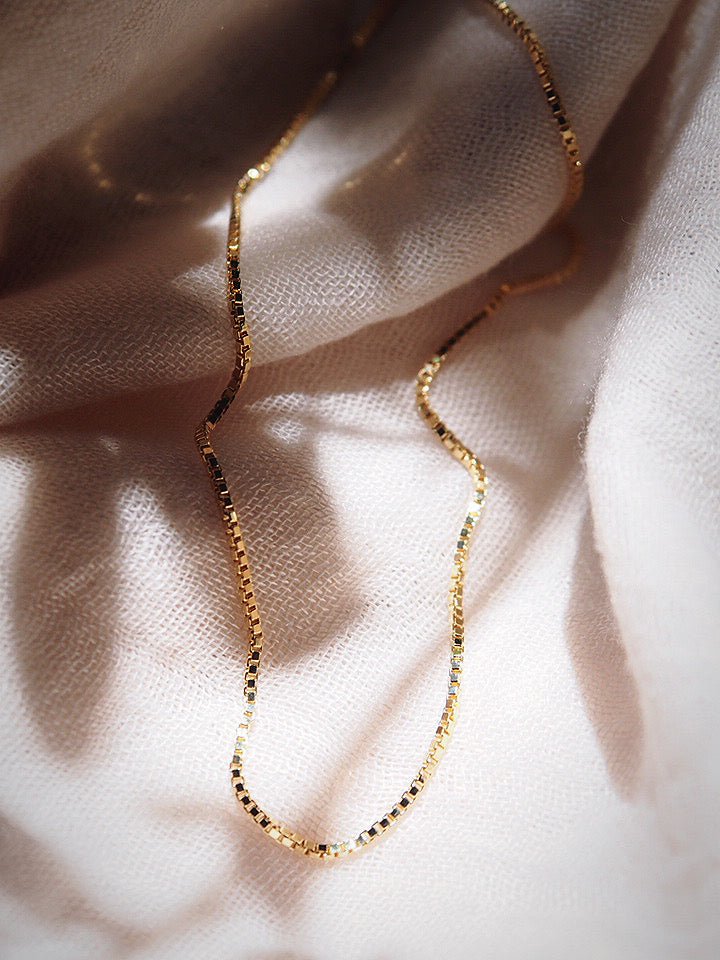Gold Necklace - Basic Gold Box Chain Necklace - Iolani - ke aloha jewelry
