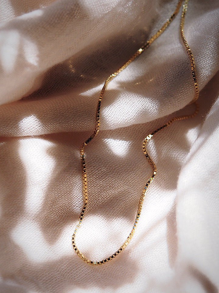 Gold Necklace - Basic Gold Box Chain Necklace - Iolani - ke aloha jewelry
