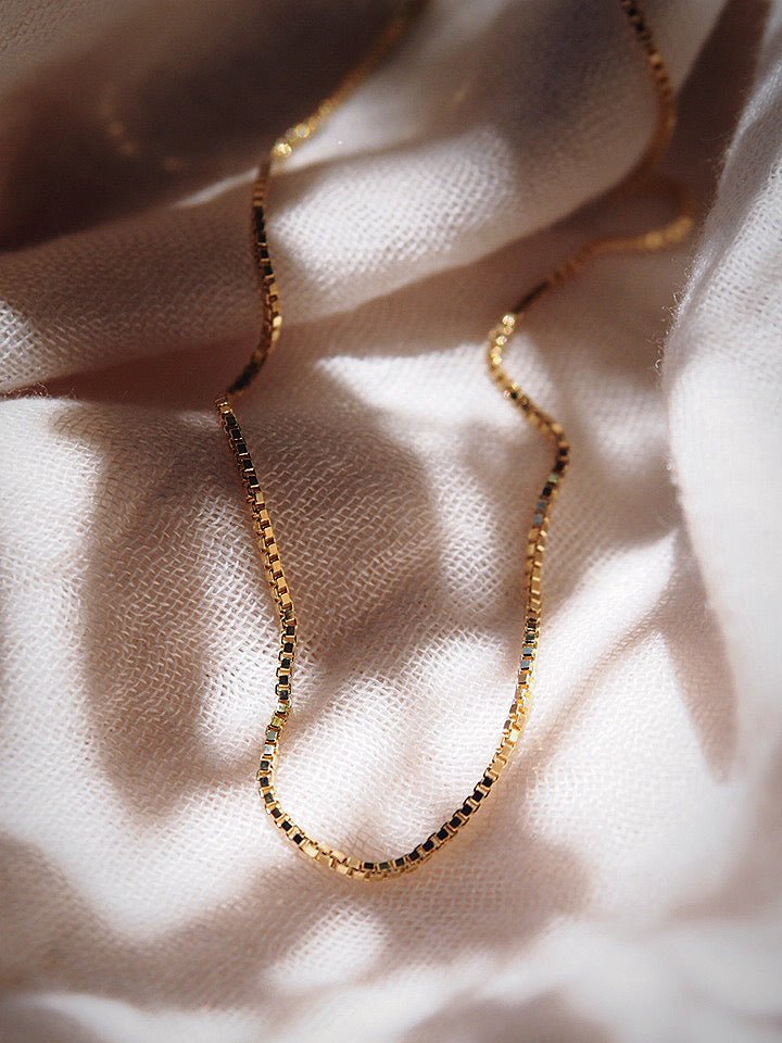 Gold Necklace - Basic Gold Box Chain Necklace - Iolani - ke aloha jewelry