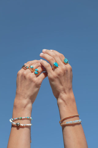 Bracelets - Beaded Blue Opal Tahitian Pearl Bracelet - Hoku'alohi - ke aloha jewelry
