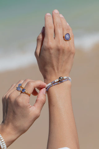 Bracelets - Beaded Tanzanite Tahitian Pearl Bracelet - Hoku'ukali - ke aloha jewelry