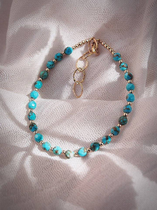 Gold Bracelet - Beaded Turquoise Bracelet - ke aloha jewelry