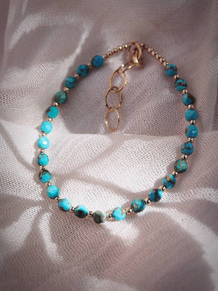 Gold Bracelet - Beaded Turquoise Bracelet - ke aloha jewelry