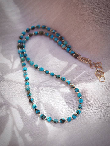 Gold Necklace - Beaded Turquoise Necklace - ke aloha jewelry