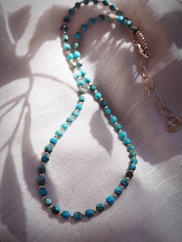 Gold Necklace - Beaded Turquoise Necklace - ke aloha jewelry