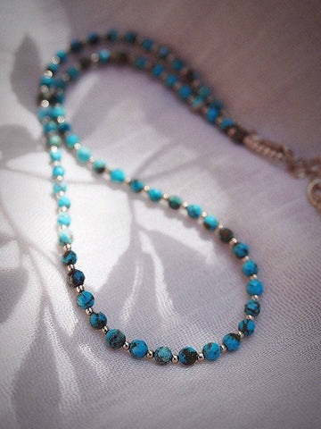 Gold Necklace - Beaded Turquoise Necklace - ke aloha jewelry