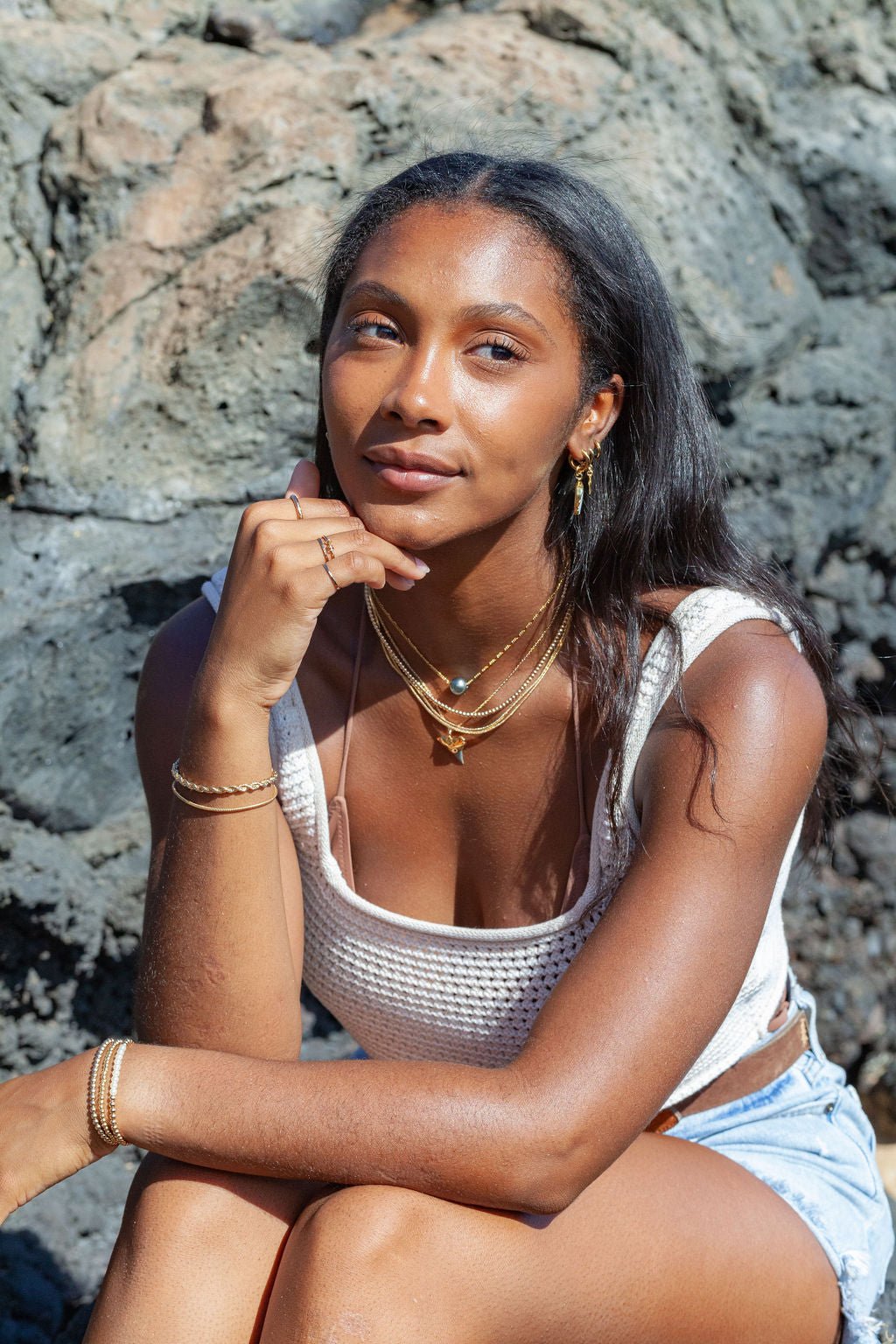 Gold Necklace - Black Gold Dipped Shark Tooth Necklace - Mano Niho Kahi Black - ke aloha jewelry