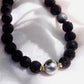 Gold Necklace - Black Tahitian Pearl Lava Bead Necklace - Roselani - ke aloha jewelry