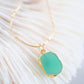 Chrysoprase Gemstone Gold Pendant Necklace - Anuhea