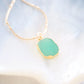 Chrysoprase Gemstone Gold Pendant Necklace - Anuhea