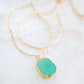 Chrysoprase Gemstone Gold Pendant Necklace - Anuhea