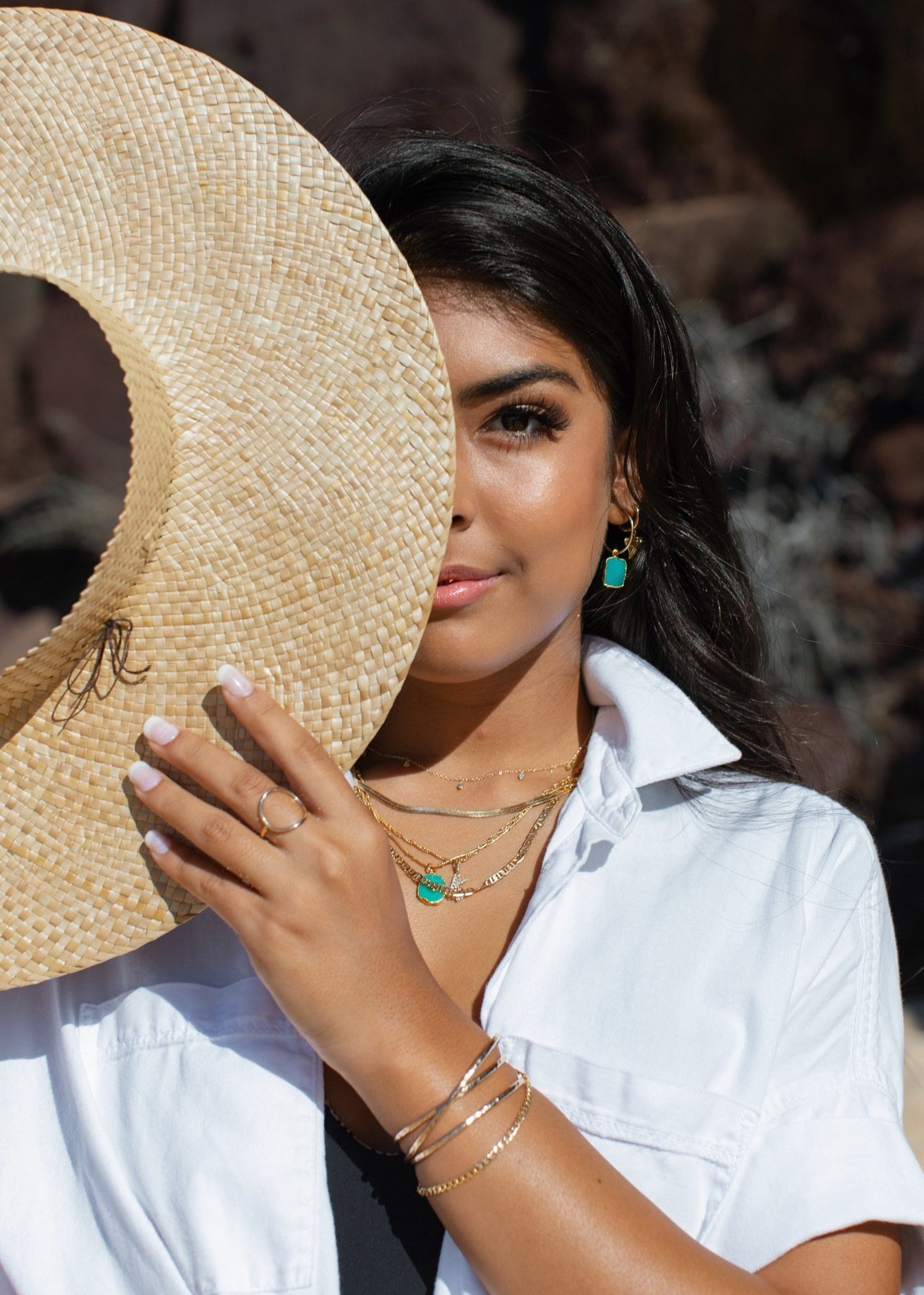 Chrysoprase Silver Medium Hoop Earrings - Silver Anuhea