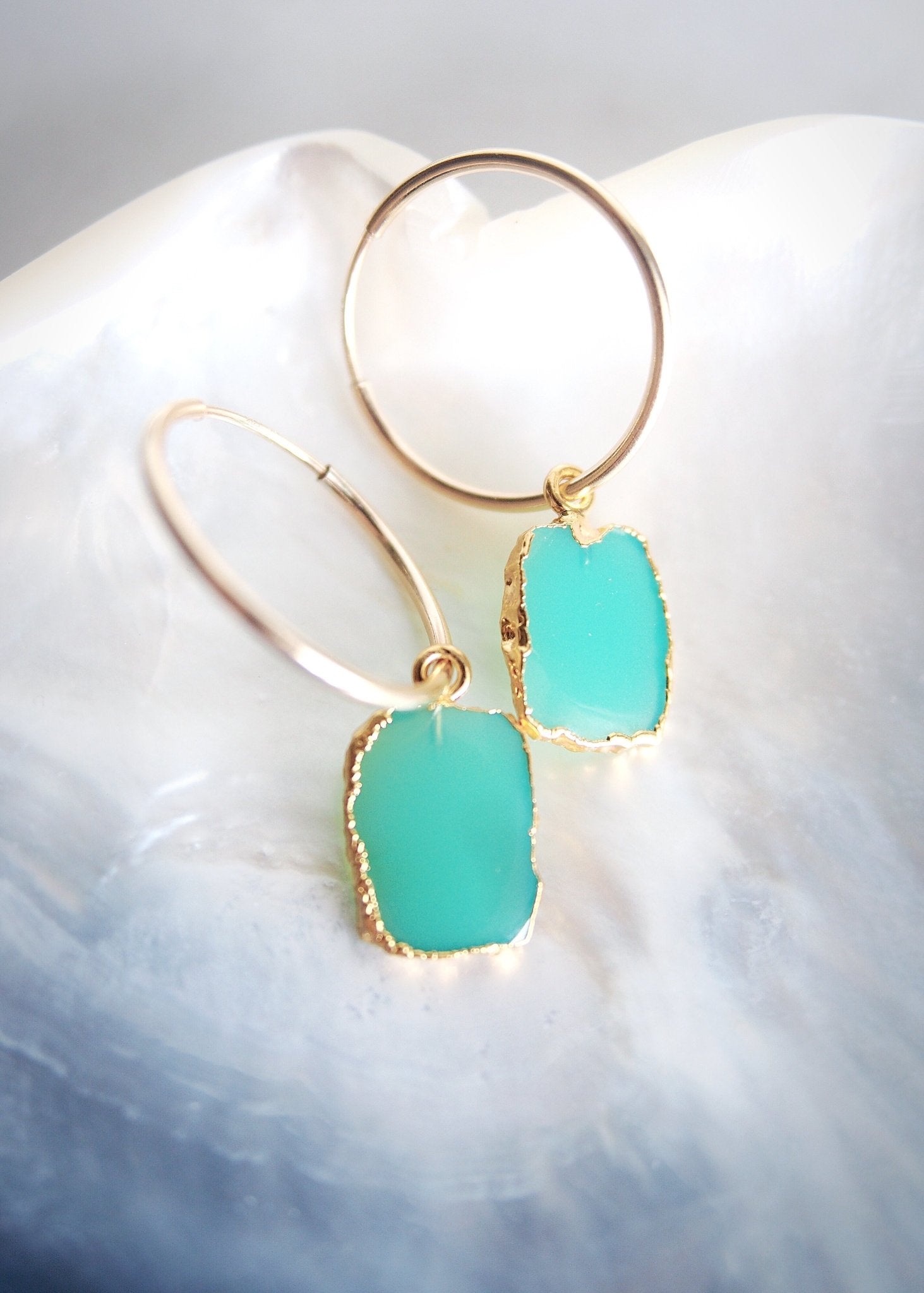 Chrysoprase Gold Medium Hoop Earrings - Gold Anuhea
