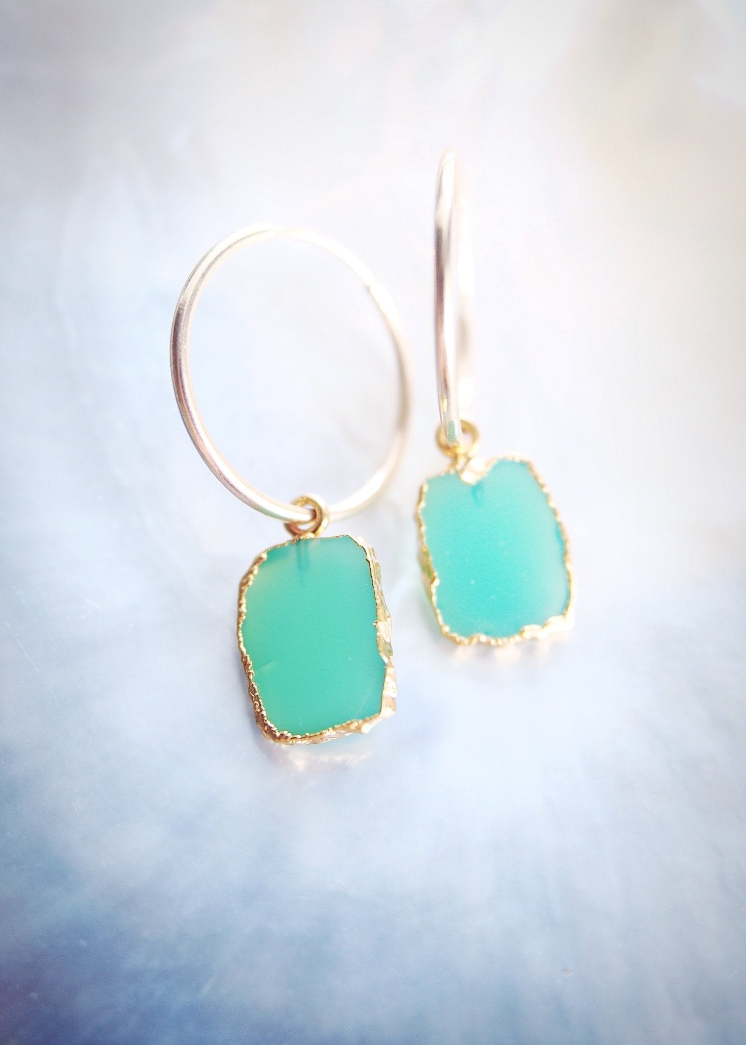 Chrysoprase Gold Medium Hoop Earrings - Gold Anuhea