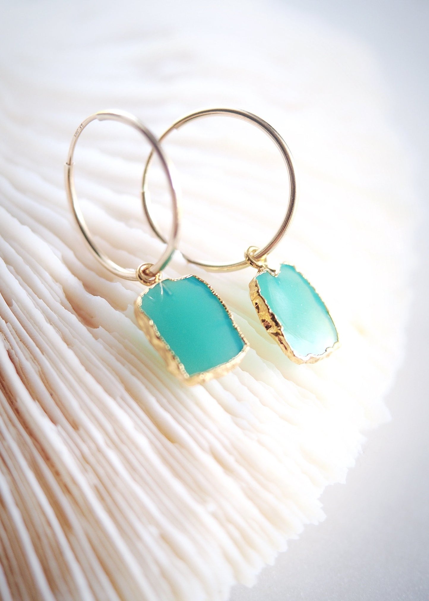 Chrysoprase Gold Medium Hoop Earrings - Gold Anuhea