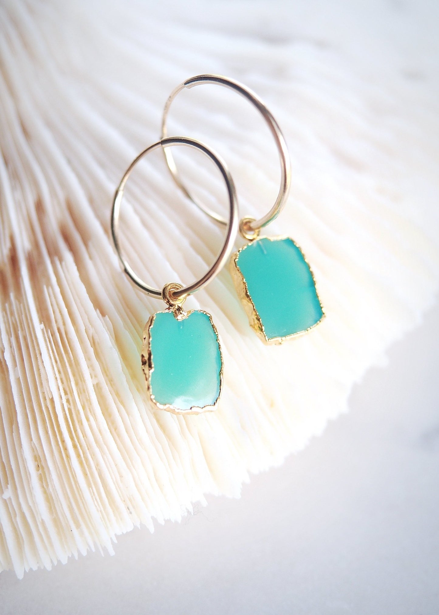 Chrysoprase Gold Medium Hoop Earrings - Gold Anuhea