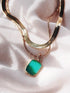 Gold Necklaces - Chrysoprase Herringbone Necklace Set - ke aloha jewelry