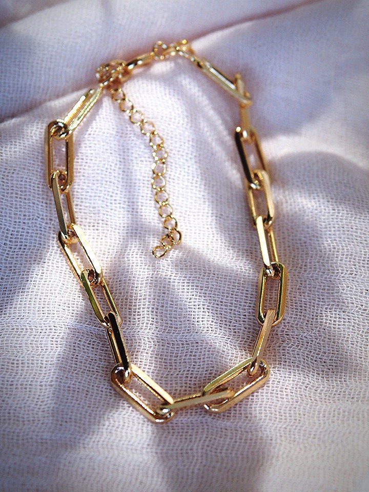 Anklets - Chunky Gold Paperclip Chain Anklet - Hie - ke aloha jewelry
