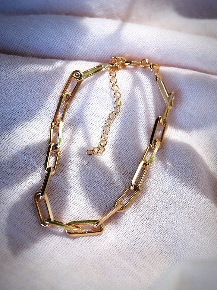 Anklets - Chunky Gold Paperclip Chain Anklet - Hie - ke aloha jewelry