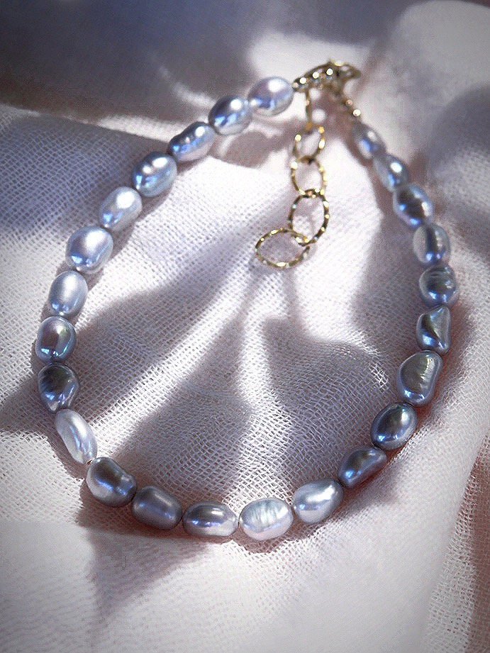 Anklets - Chunky Gray Pearl Anklet - Ala - ke aloha jewelry